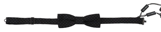 Dolce & Gabbana Black Pattern Silk Adjustable Neck Papillon Bow Men's Tie