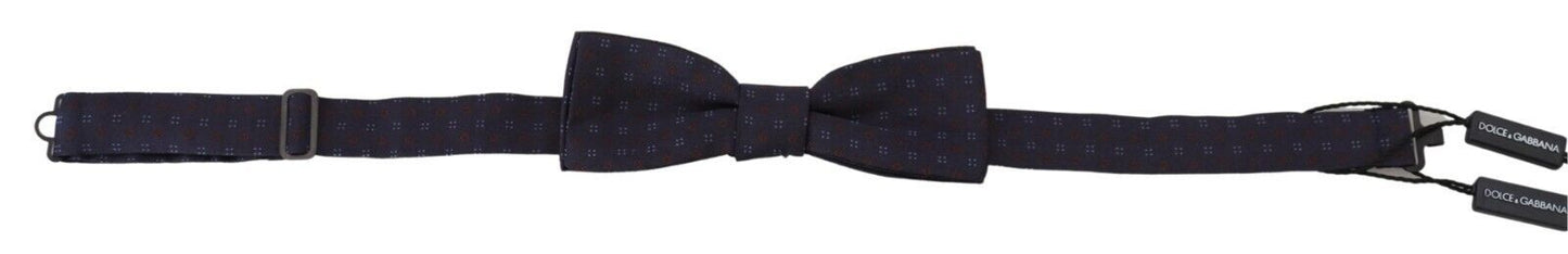 Dolce & Gabbana Blue Pattern Silk Adjustable Neck Papillon Bow Men's Tie