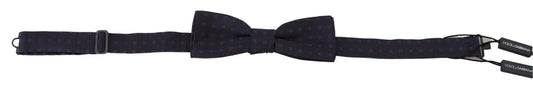 Dolce & Gabbana Blue Pattern Silk Adjustable Neck Papillon Bow Men's Tie