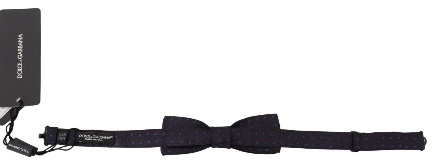 Dolce & Gabbana Blue Pattern Silk Adjustable Neck Papillon Bow Men's Tie