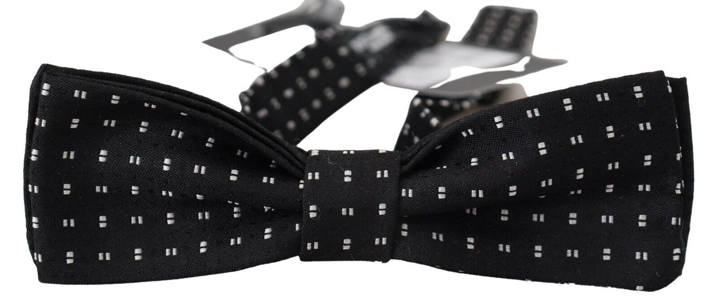 Dolce & Gabbana Black Silk Patterned Neck Papillon Accessory Bow Men's Tie