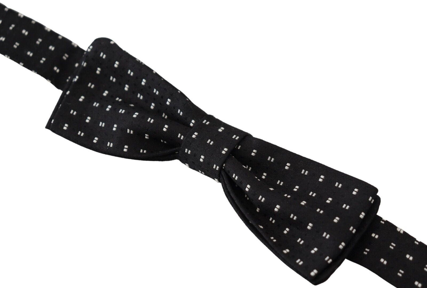 Dolce & Gabbana Black Silk Patterned Neck Papillon Accessory Bow Men's Tie