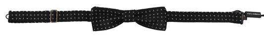 Dolce & Gabbana Black Silk Patterned Neck Papillon Accessory Bow Men's Tie