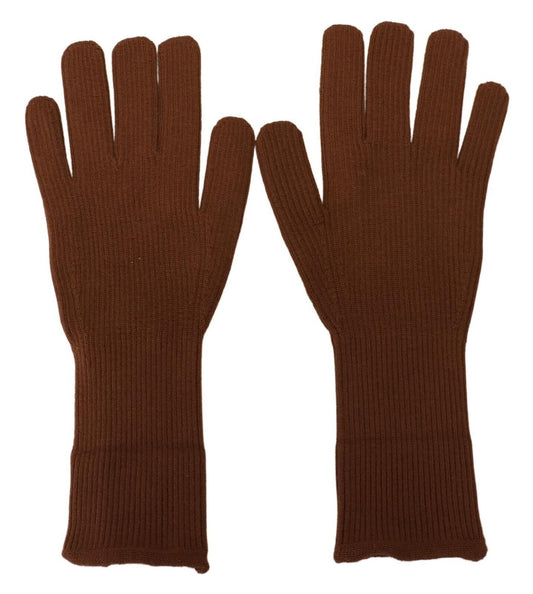 Dolce & Gabbana Brown Cashmere Knitted Hands Mitten Mens Men's Gloves