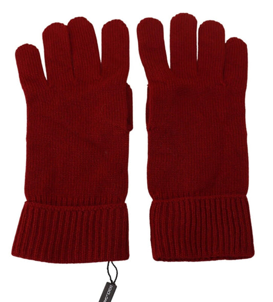 Dolce & Gabbana Red 100% Cashmere Knit Hands Mitten Mens Men's Gloves
