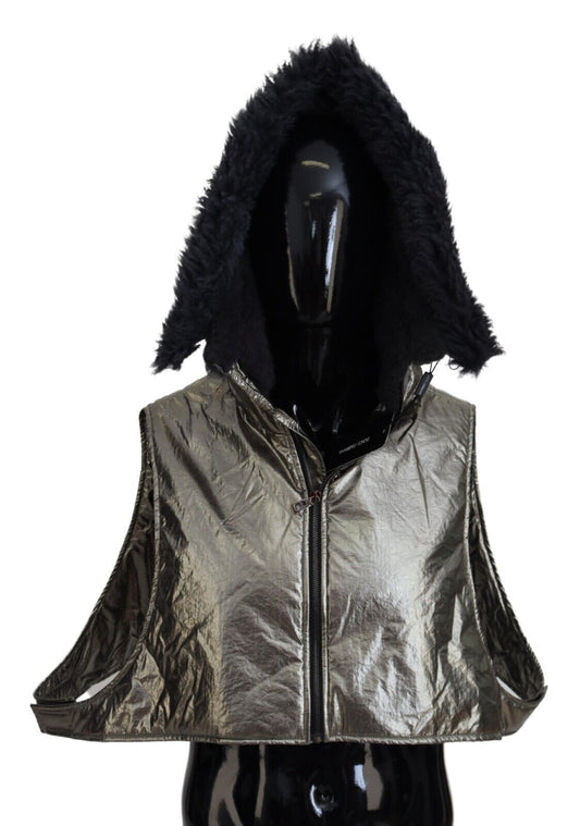 Dolce & Gabbana Silver Fur Whole Head Wrap Men Capello Nylon Men's Hat