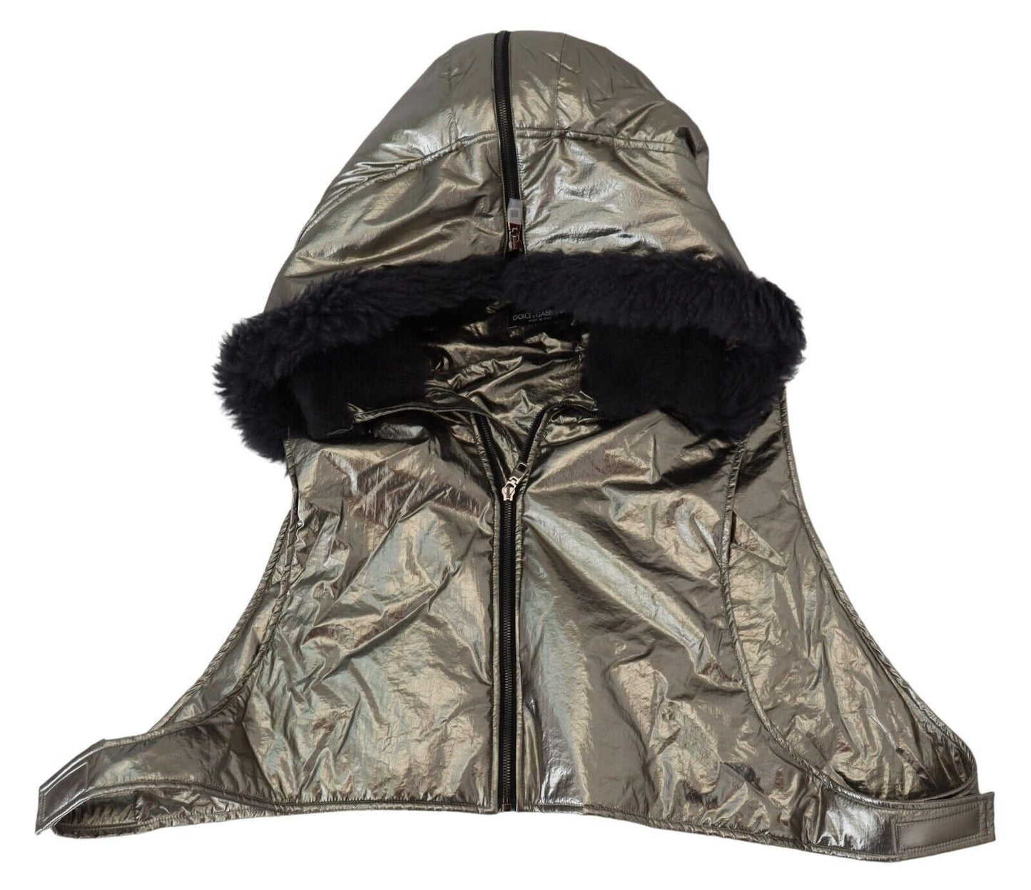 Dolce & Gabbana Silver Fur Whole Head Wrap Men Capello Nylon Men's Hat