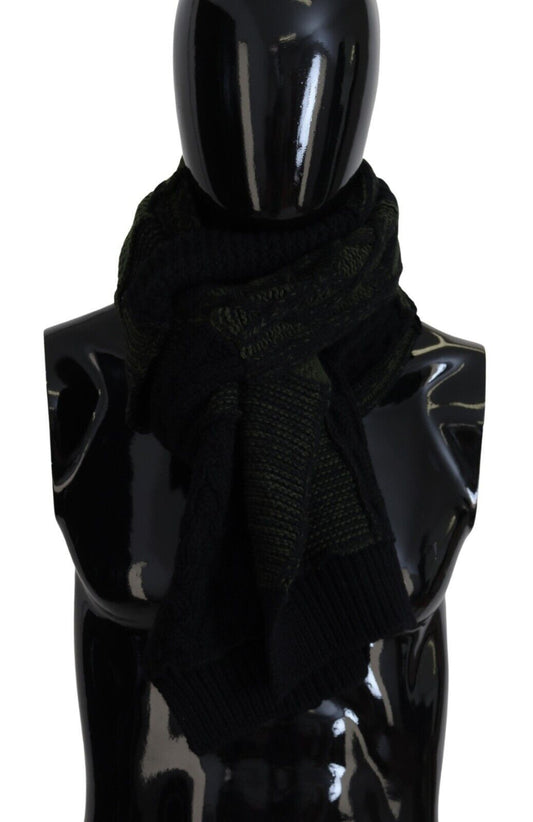 Dolce & Gabbana Black Green Knitted Men Neck Wrap Shawl Men's Scarf