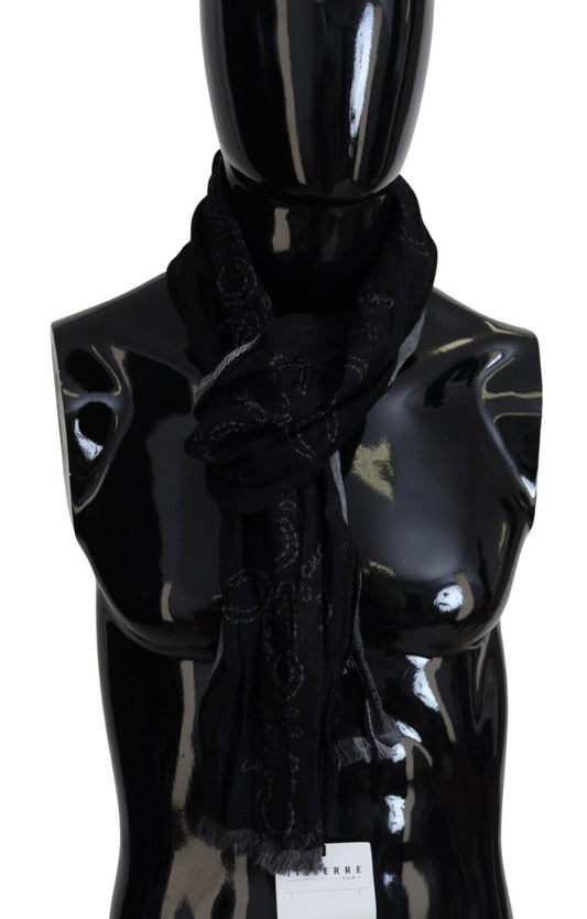Costume National Black Grey Logo Print Men Neck Wrap Shawl Men's Scarf