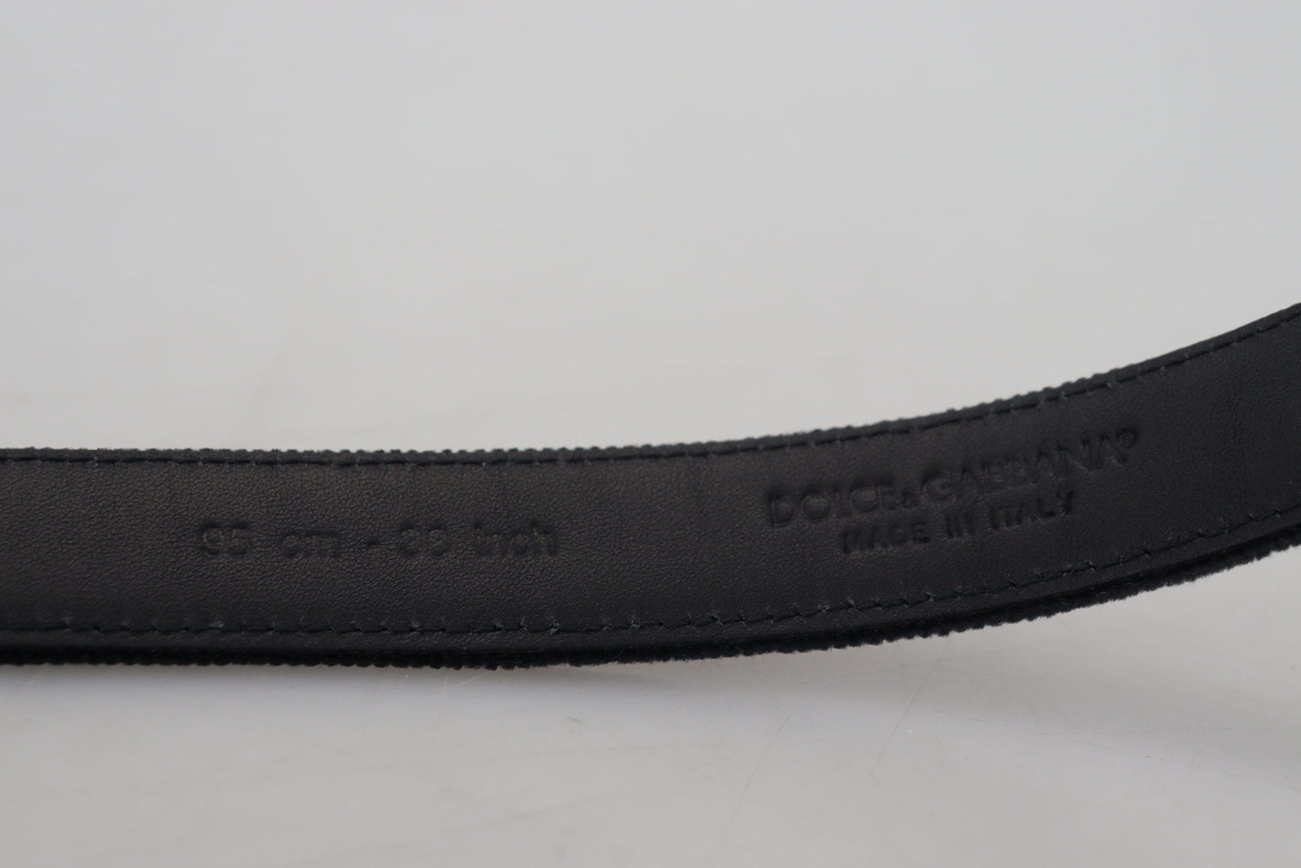 Dolce & Gabbana Black Velvet Leather Antique Metal Men's Buckle