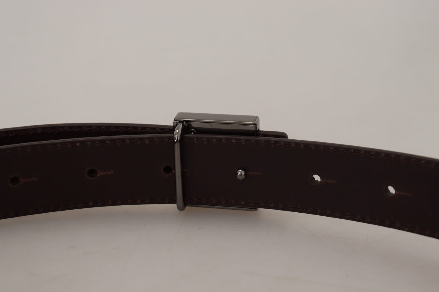 Dolce & Gabbana Gold Leather Silver Square Metal Buckle Men's Belt