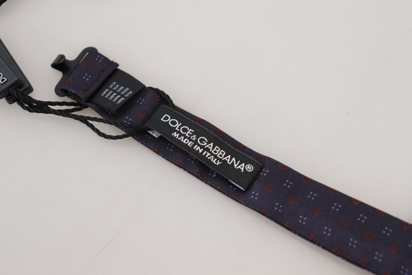Dolce & Gabbana Blue Pattern Silk Adjustable Neck Papillon Bow Men's Tie