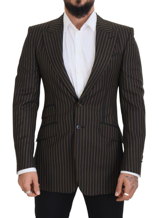 Dolce & Gabbana Black Brown Stripes Single Breasted Men's Blazer