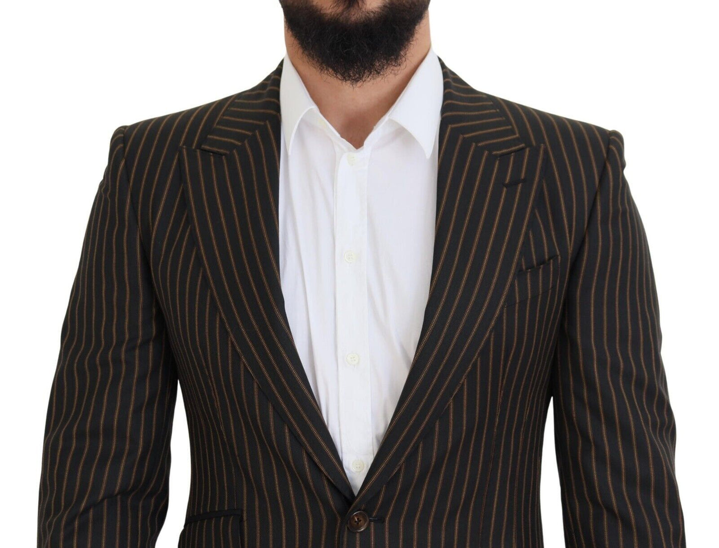 Dolce & Gabbana Black Brown Stripes Single Breasted Men's Blazer