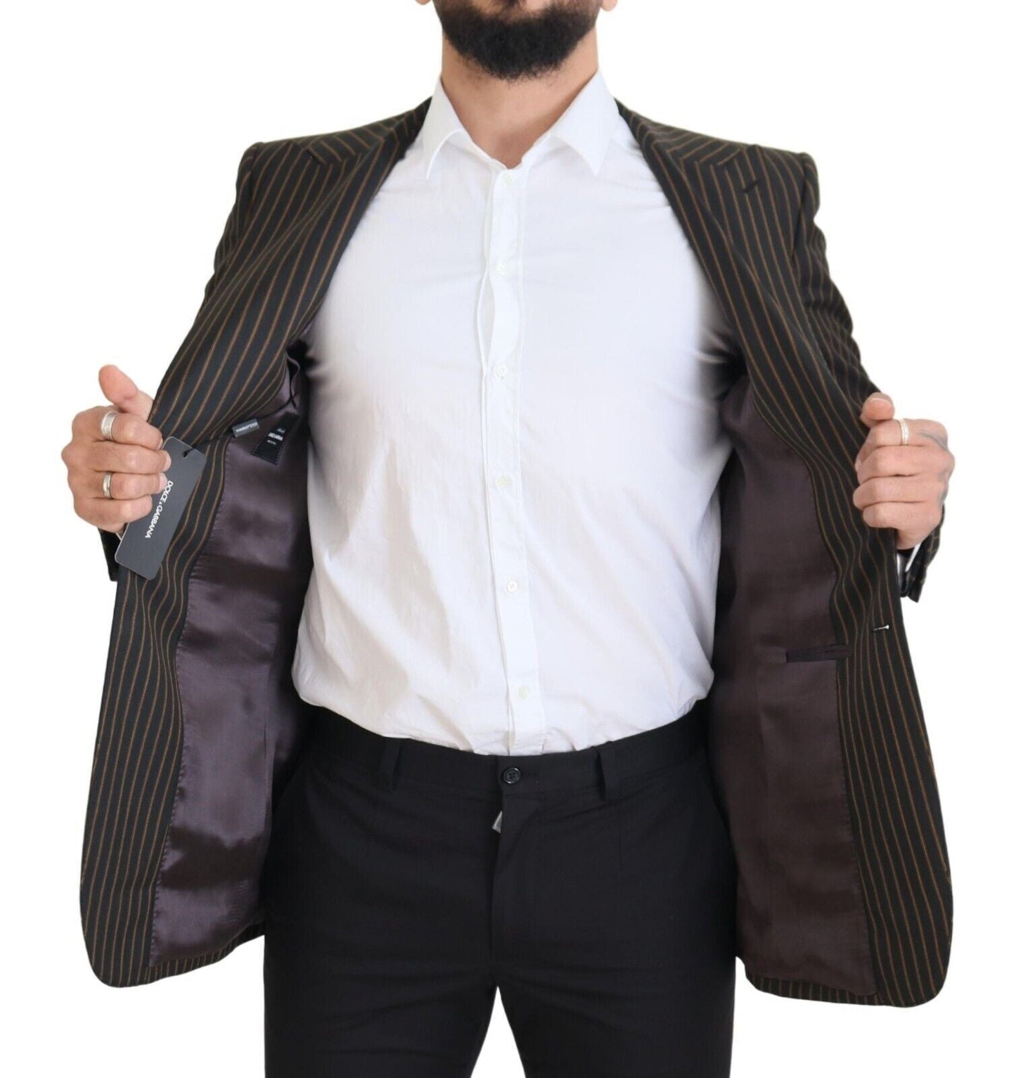 Dolce & Gabbana Black Brown Stripes Single Breasted Men's Blazer