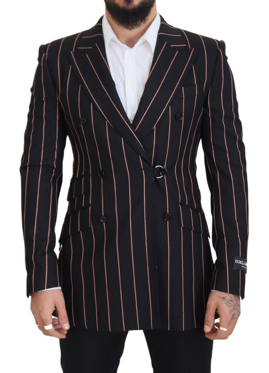 Dolce & Gabbana Black Stripes Viscose Double Breasted Men's Blazer