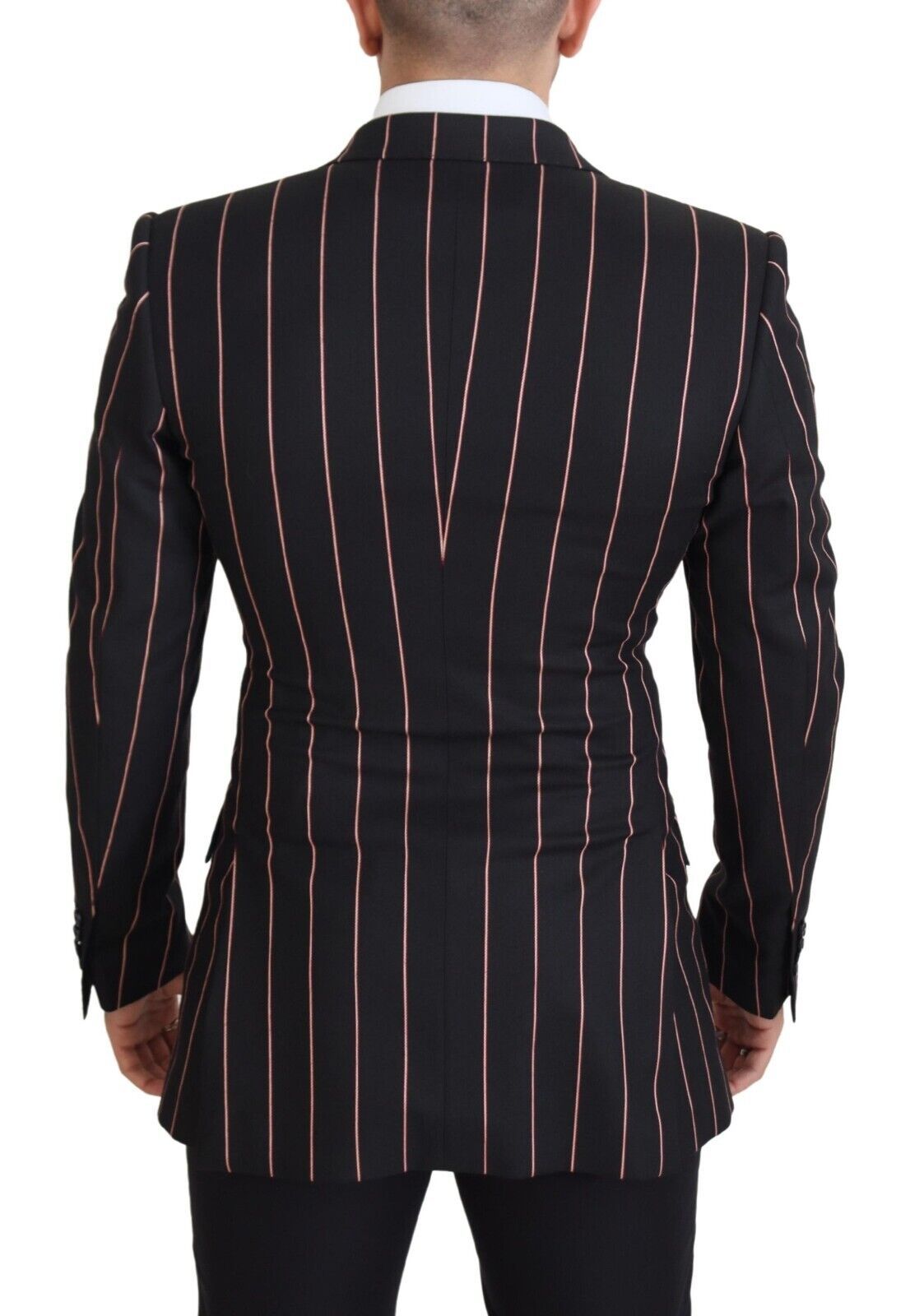 Dolce & Gabbana Black Stripes Viscose Double Breasted Men's Blazer