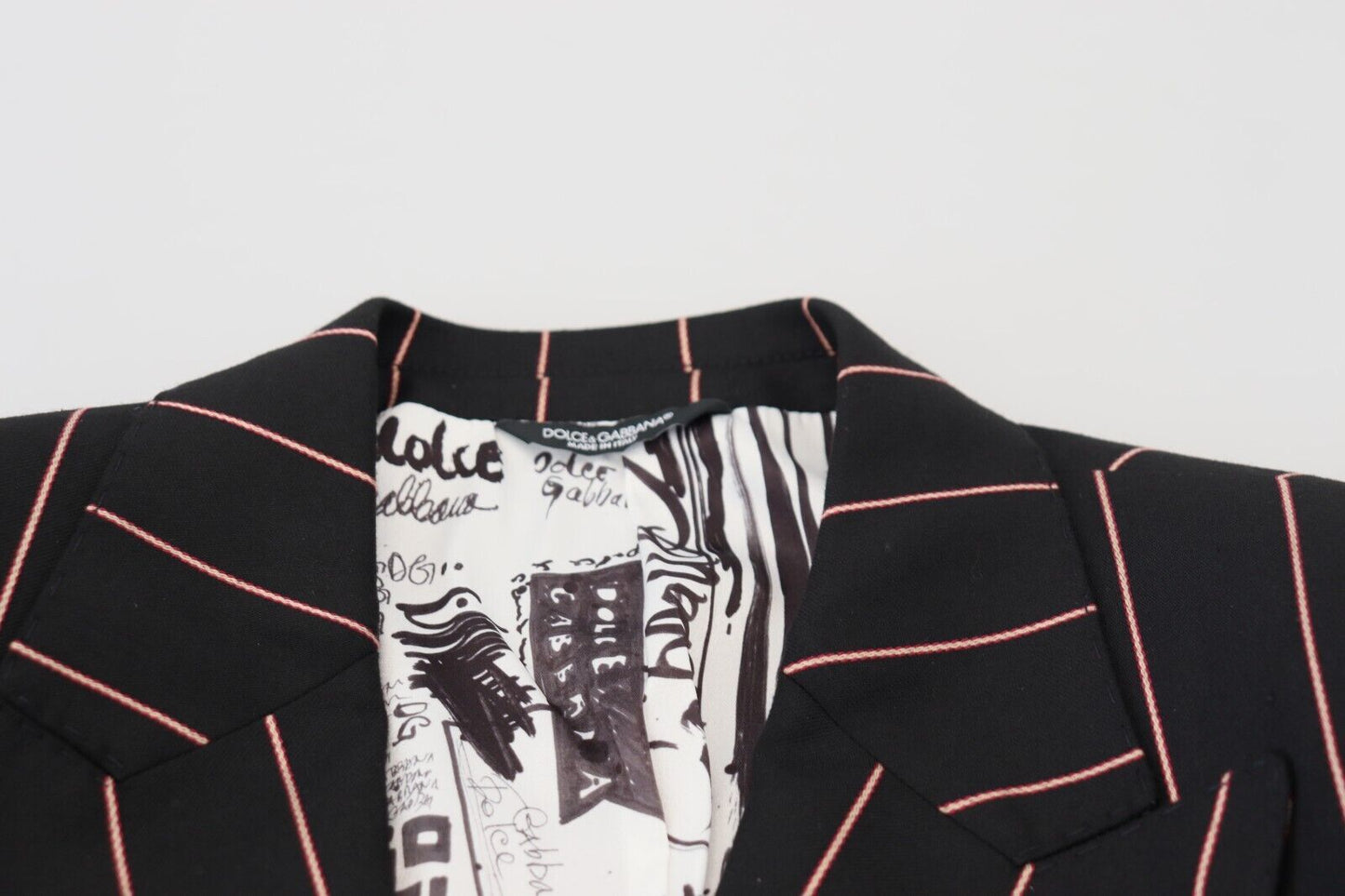Dolce & Gabbana Black Stripes Viscose Double Breasted Men's Blazer