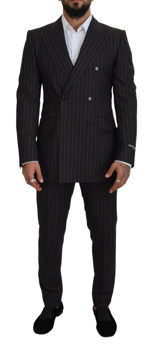 Dolce & Gabbana Black Striped Wool Formal 2 Piece Men's Suit
