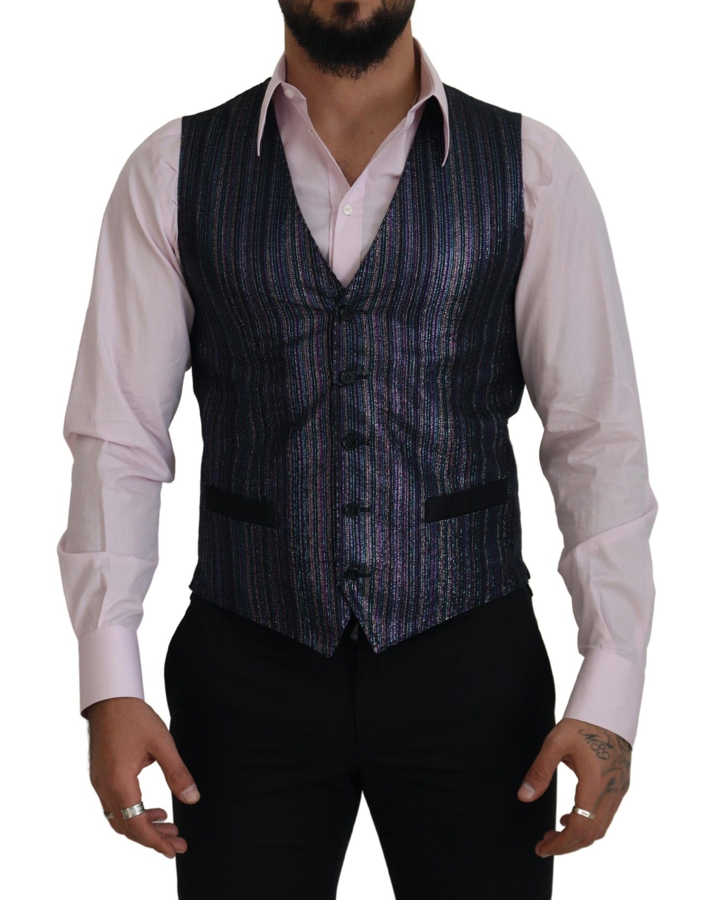 Dolce & Gabbana Multicolor Polyester Waistcoat Dress Formal Men's Vest