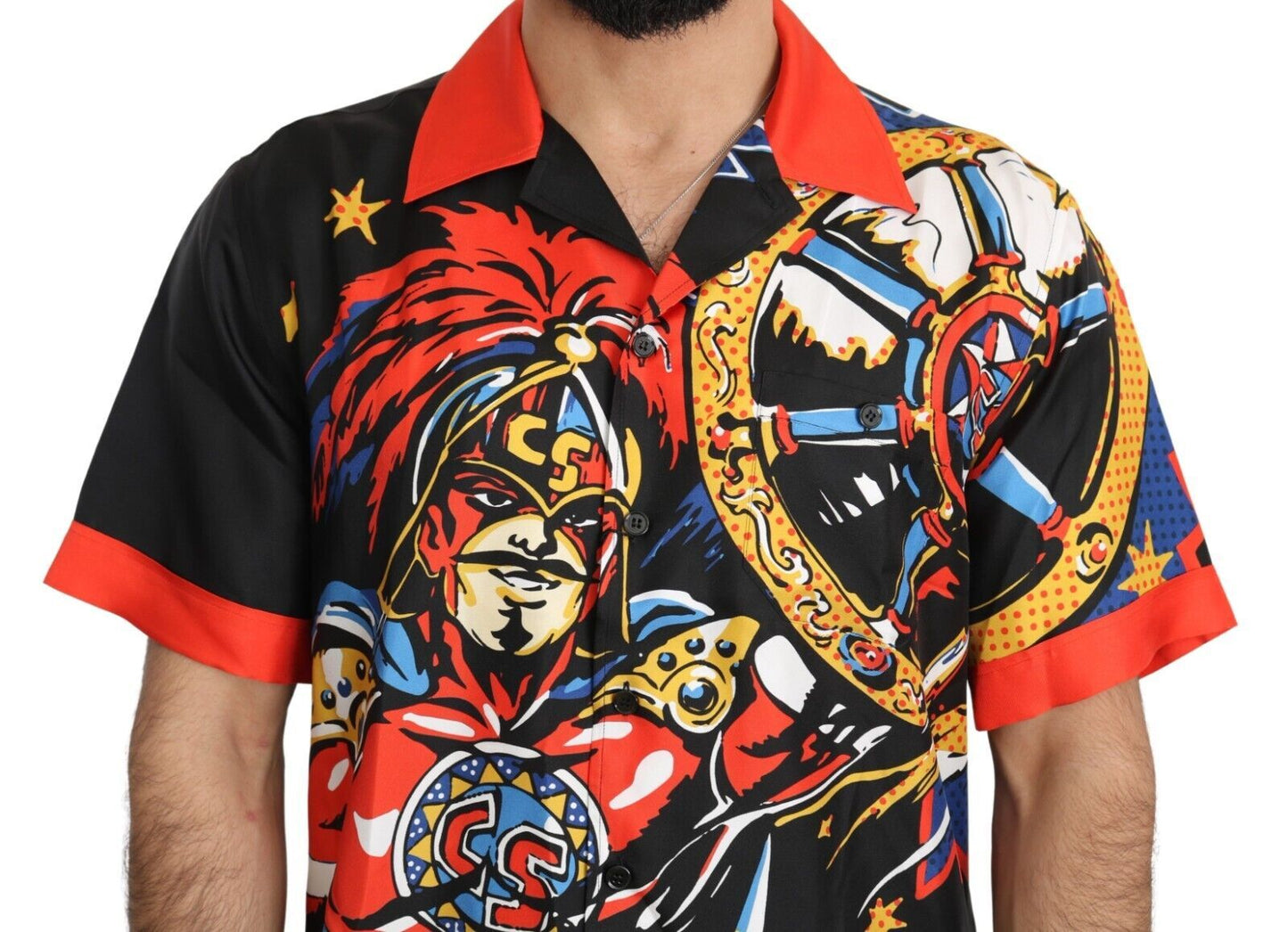 Dolce & Gabbana Multicolor Printed Short Sleeves Casual Men's Shirt