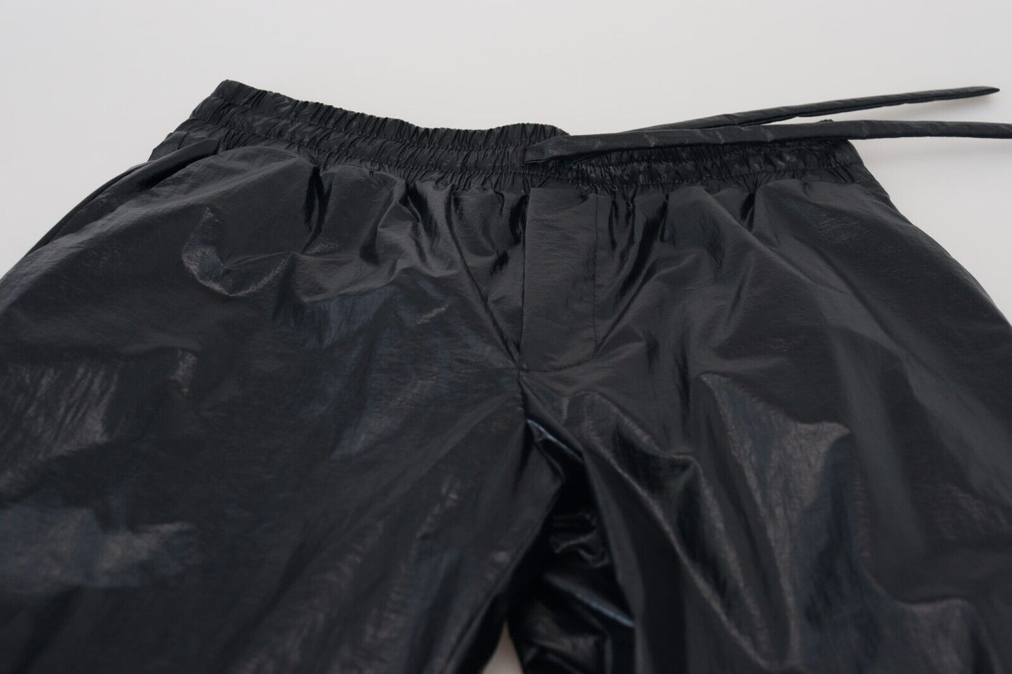 Dolce & Gabbana Black Shining Drawstring Trouser Nylon Men's Pants