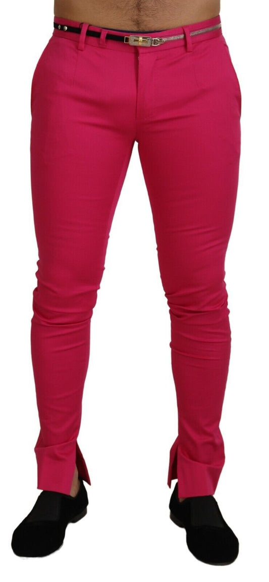 Dolce & Gabbana Pink Zipper Buckle Waist Trousers Men's Pants