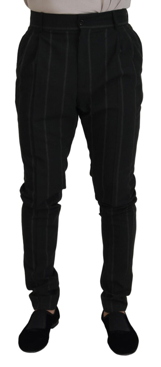 Dolce & Gabbana Black Striped Men Trousers Cotton Men's Pants