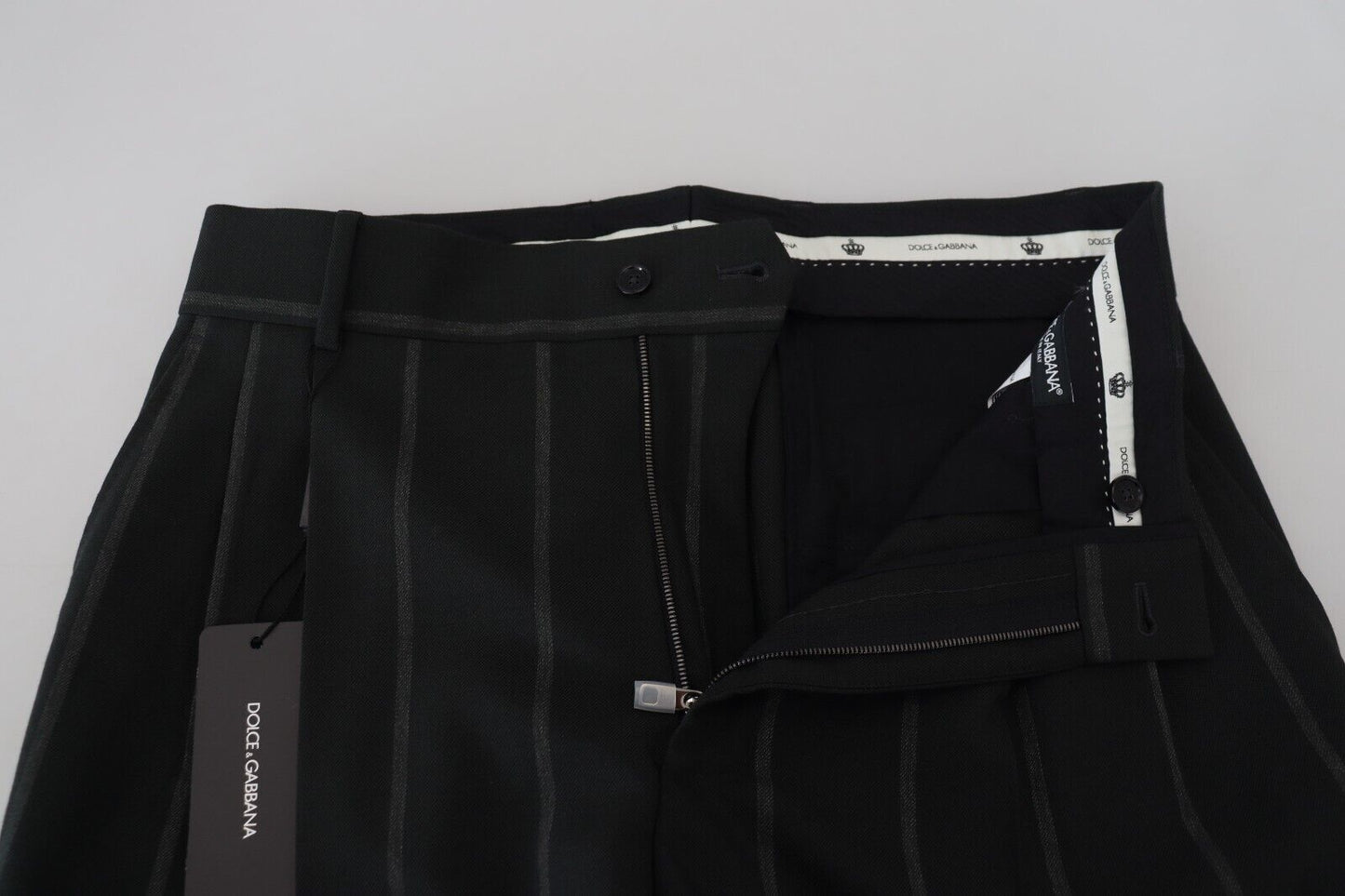 Dolce & Gabbana Black Striped Men Trousers Cotton Men's Pants