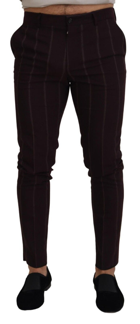 Dolce & Gabbana Brown Striped Men Trousers Cotton Men's Pants