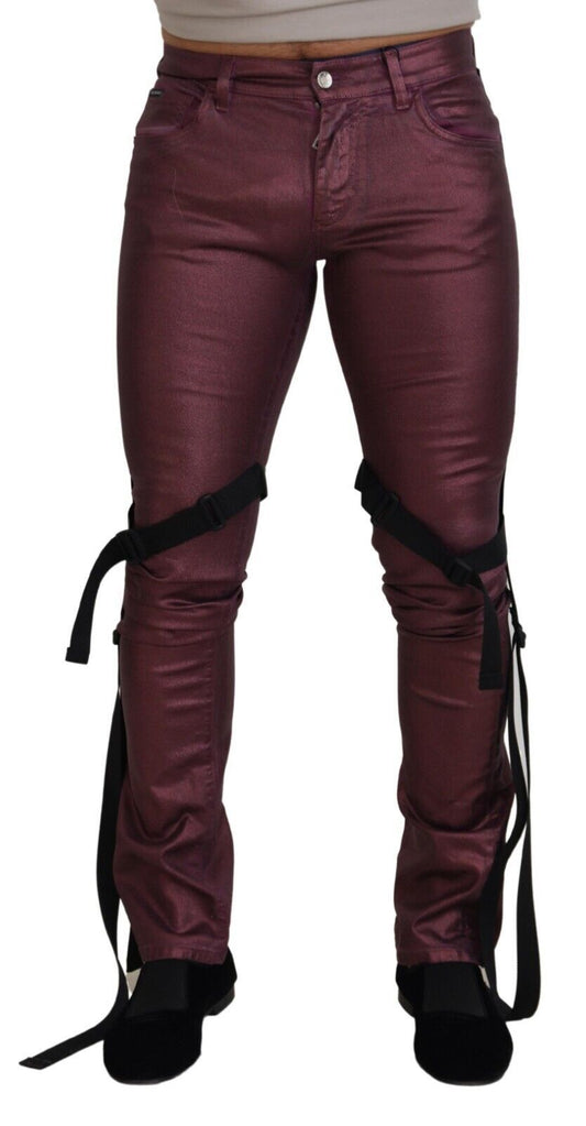 Dolce & Gabbana Magenta Cotton Men Casual Harness Denim Men's Jeans