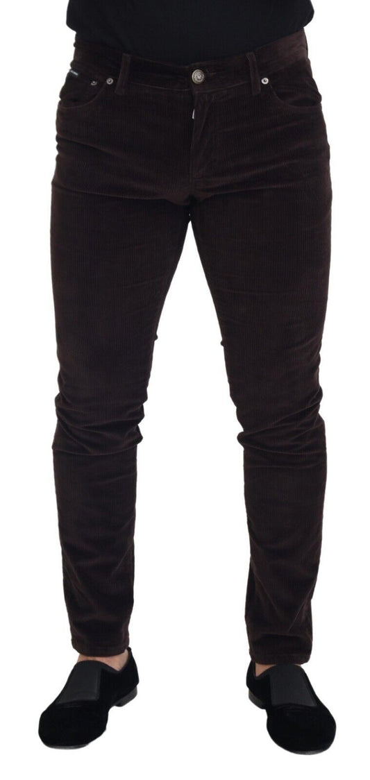 Dolce & Gabbana Brown Corduroy Men Casual Trouser Men's Pants