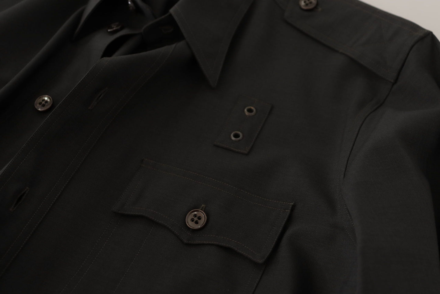 Dolce & Gabbana Dark Green Cotton Slim Fit Casual Men Men's Shirt