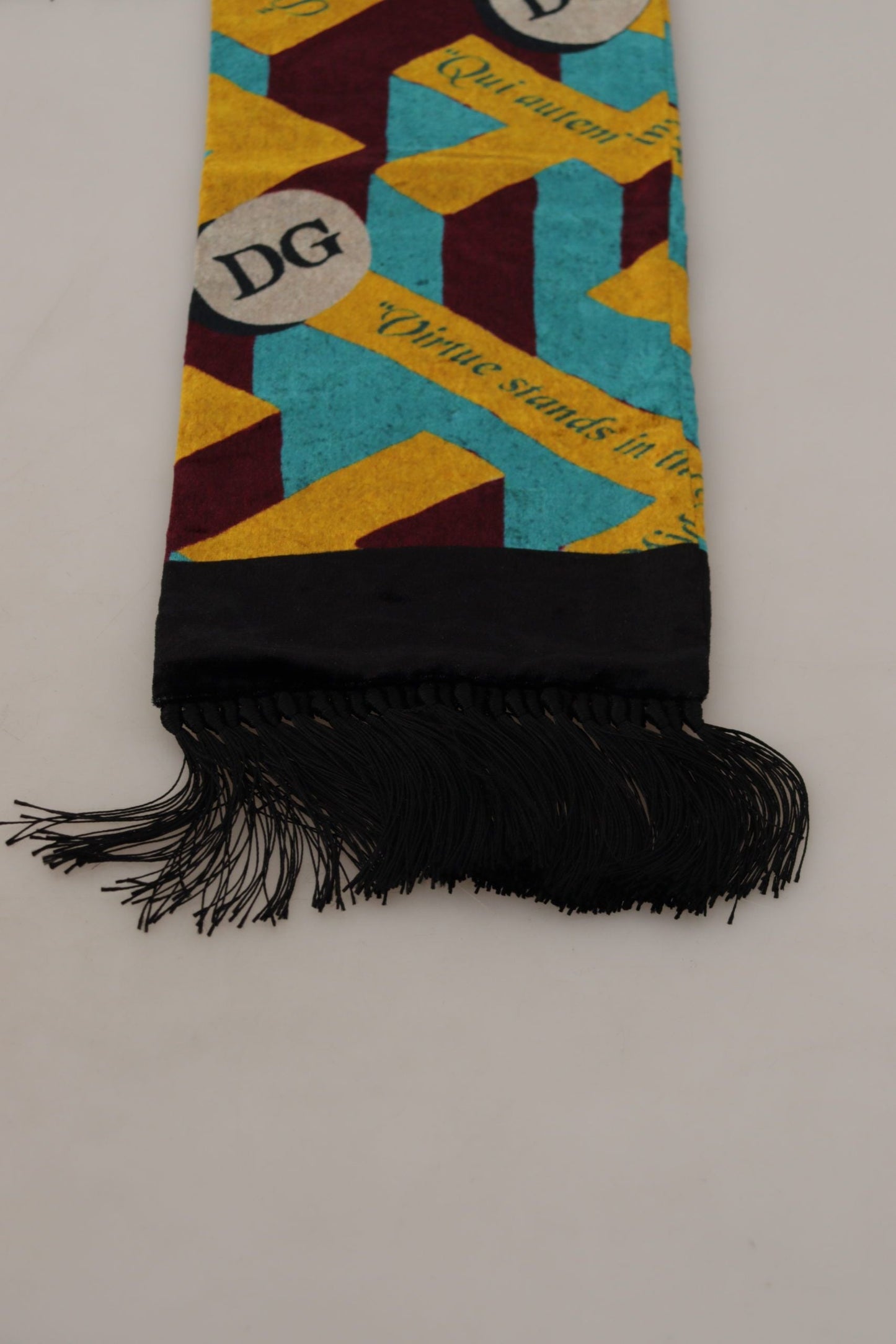 Dolce & Gabbana Multicolor DG Logo Print Shawl Wrap Fringe Men's Scarf