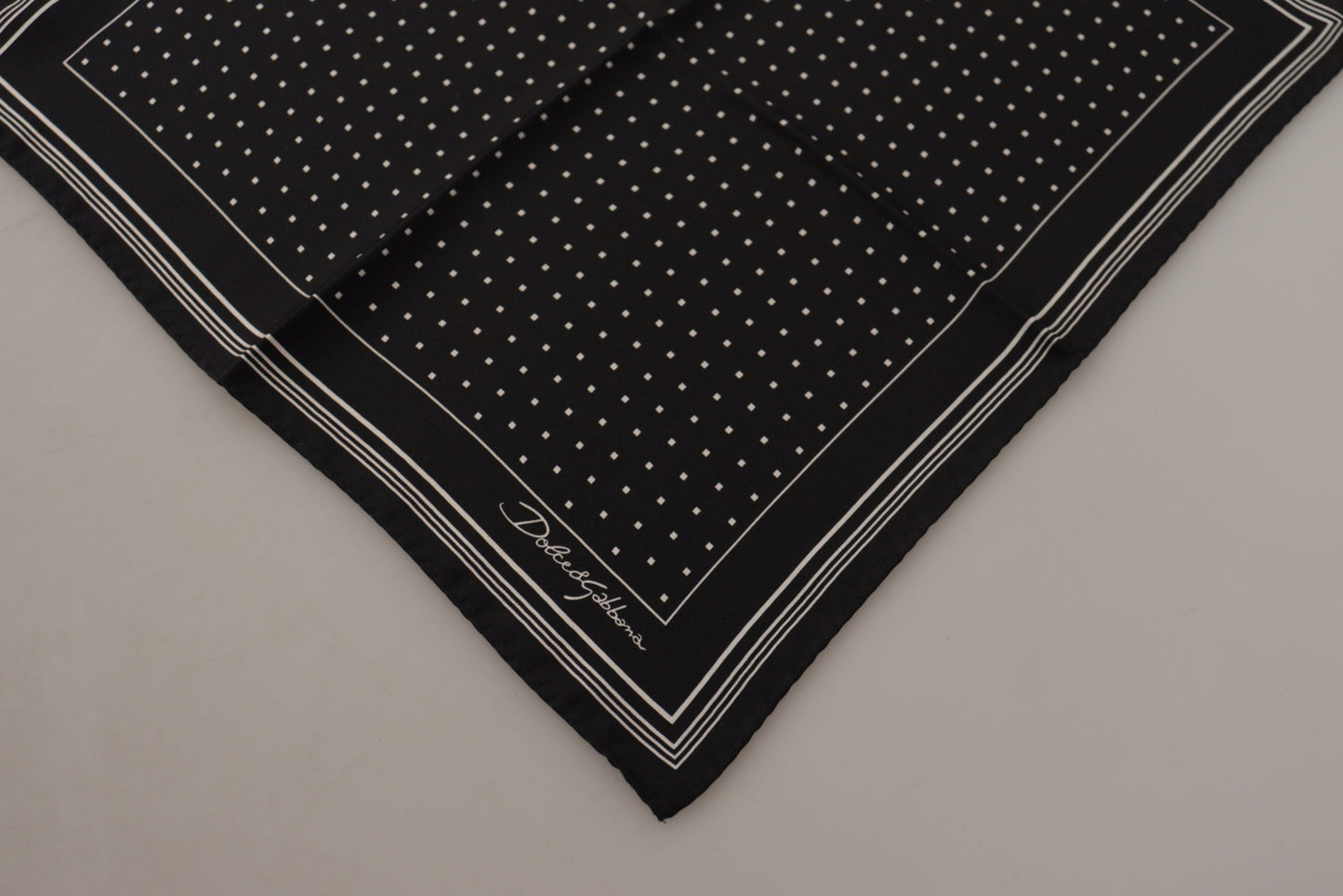 Dolce & Gabbana Black Polka Dots DG Logo Square Men's Handkerchief