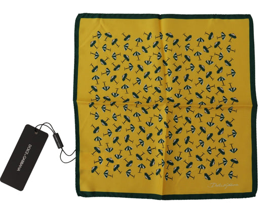 Dolce & Gabbana Yellow Printed DG Logo Square Mens Handkerchief Men's Scarf