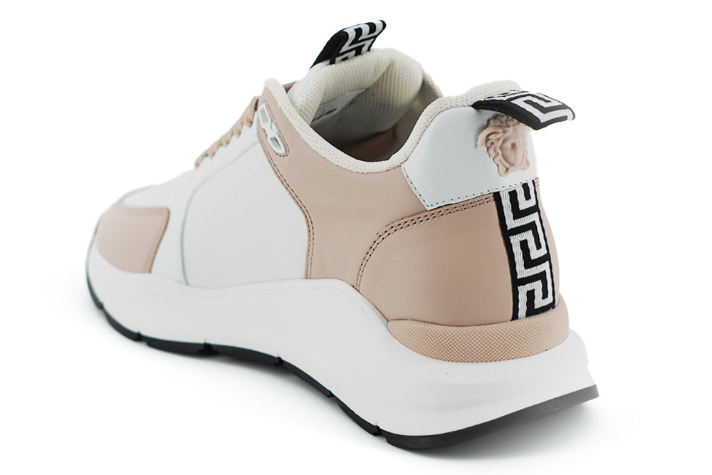 Versace Light Pink and White Calf Leather Women's Sneakers