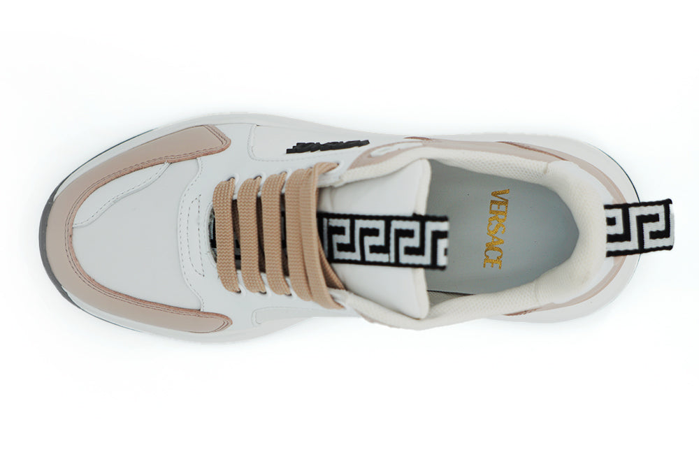 Versace Light Pink and White Calf Leather Women's Sneakers