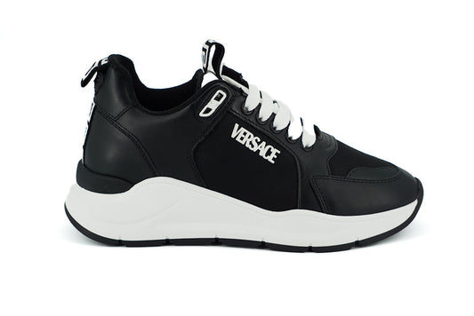 Versace Black and White Calf Leather Women's Sneakers