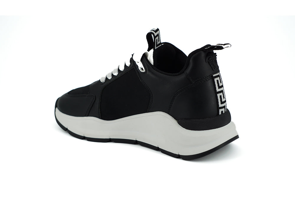 Versace Black and White Calf Leather Women's Sneakers