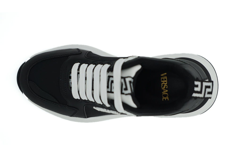 Versace Black and White Calf Leather Women's Sneakers