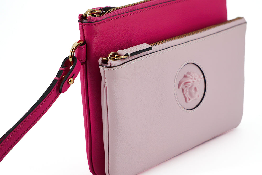 Versace Pink Calf Leather Pouch Women's Bag