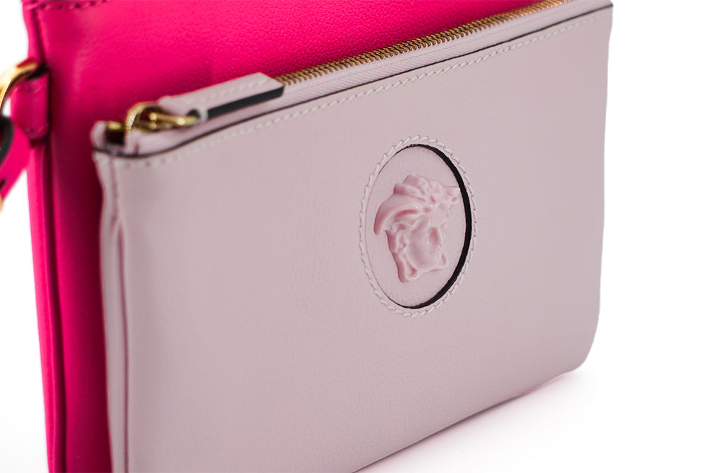 Versace Pink Calf Leather Pouch Women's Bag