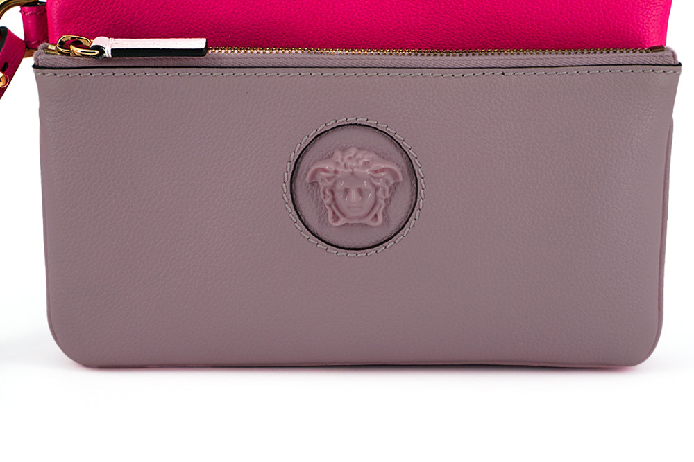 Versace Pink Calf Leather Pouch Women's Bag