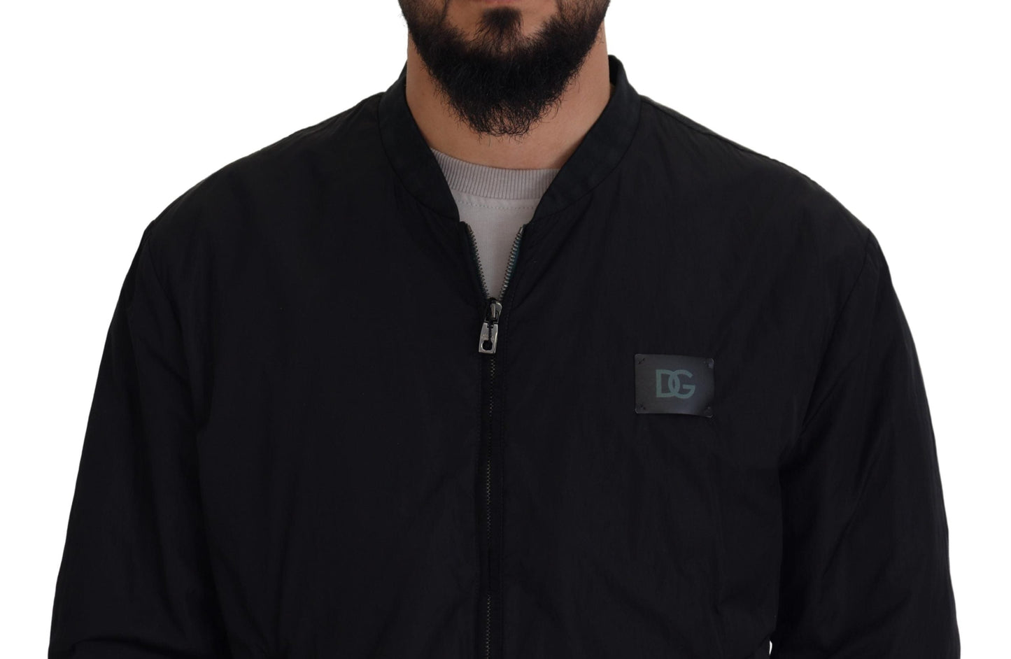 Dolce & Gabbana Black Nylon Logo Bomber Zipper Men's Jacket