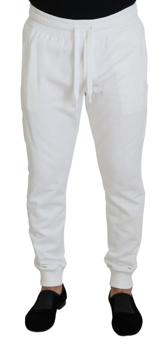 Dolce & Gabbana White Sport Logo Cotton SweatMen's Trousers Men's Pants