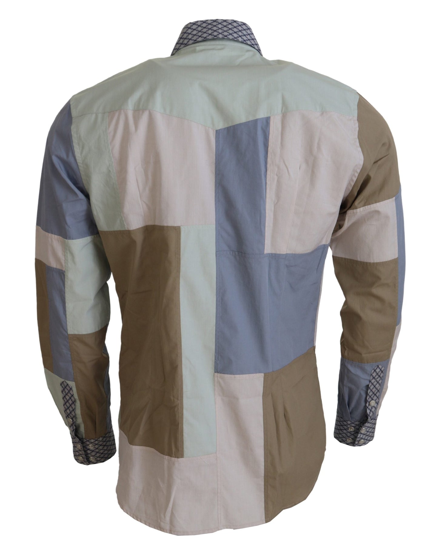 Dolce & Gabbana Multicolor Cotton Patchwork Slim Men's Shirt