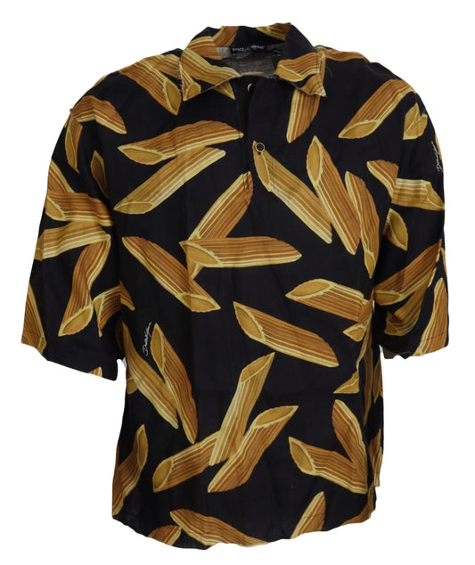 Dolce & Gabbana Black Casual Penne Rigate Linen Casual Men's Shirt