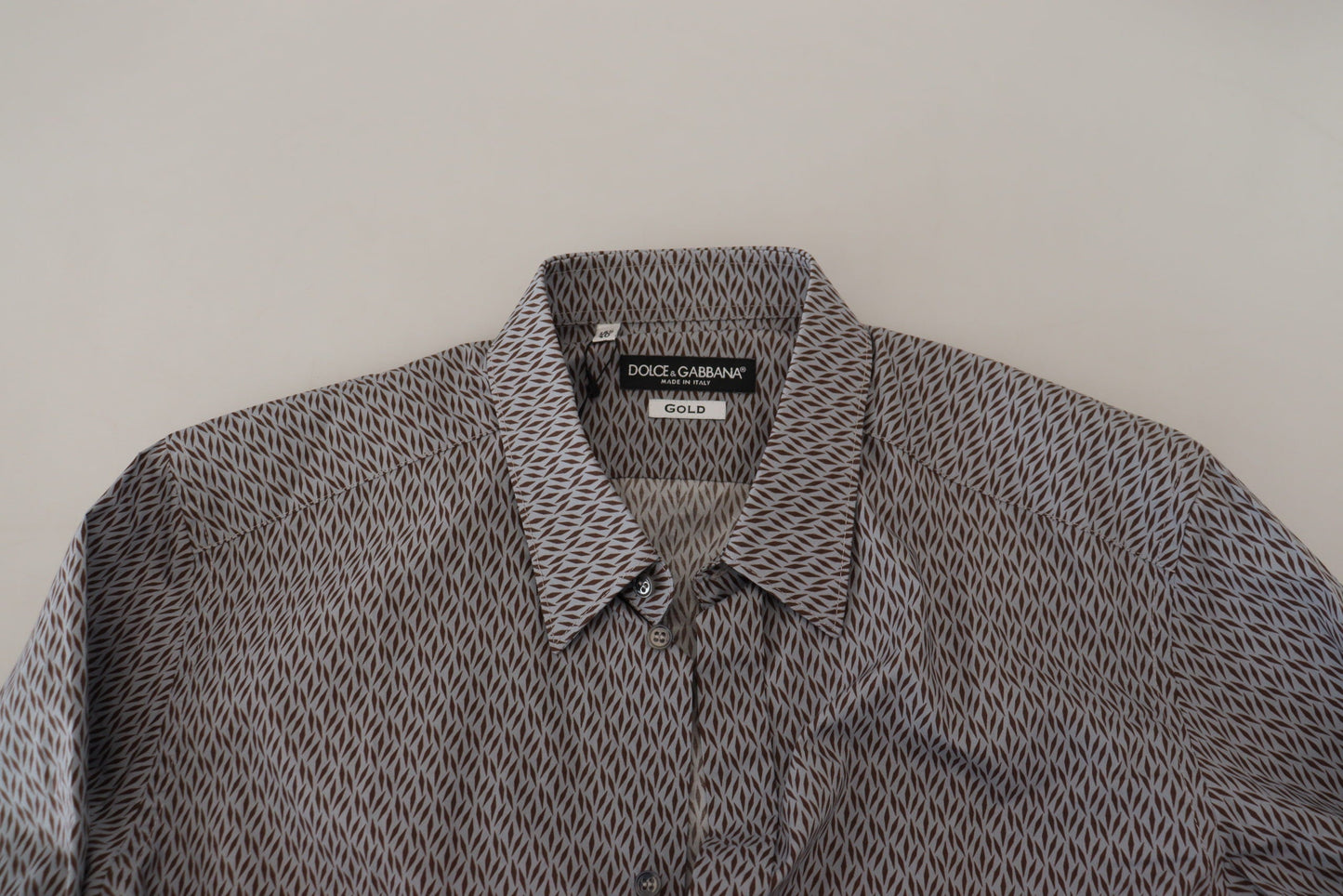 Dolce & Gabbana Gray Brown GOLD Slim Fit Dress Formal Men's Shirt