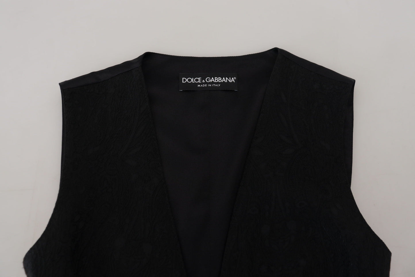 Dolce & Gabbana Black Brocade Button Down Sleeveless Vest Women's Top